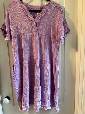 Zenana Lightweight Lavender Gauze Tunic Dress